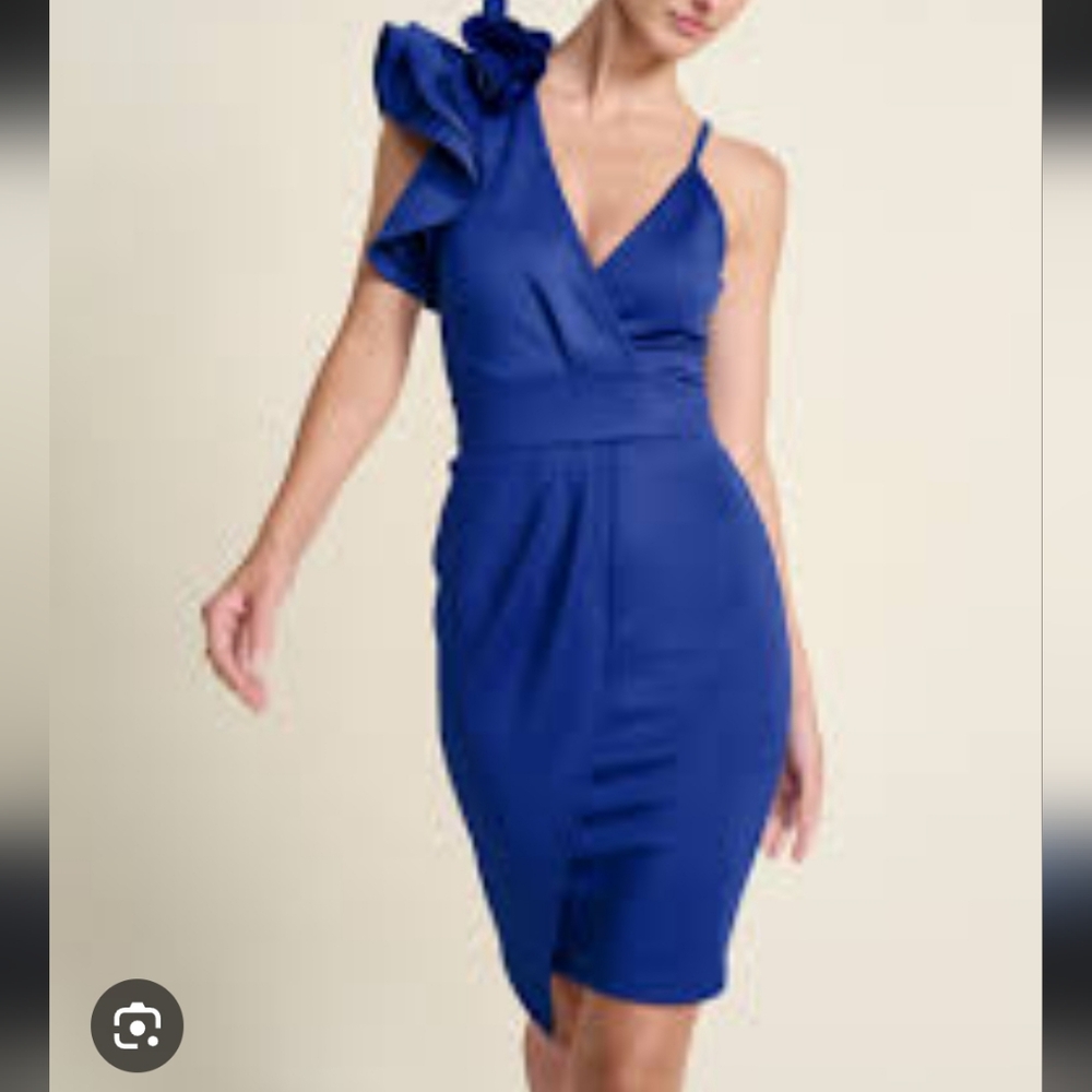VENUS One Shoulder Blue Dress